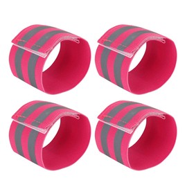 X AUTOHAUX 4 Pcs Reflective Bands for Wrist Reflective Wristbands High Visibility Night Safety Cycling Riding Reflector Tape Straps Bracelet Pink