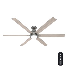 Hunter Fan Smart WiFi LED Ceiling Fan, 72 inch Matte Silver Indoor Smart Ceiling Fan with Remote, App Control with Speed and Lighting, Compatible for smart home devices (Renewed)