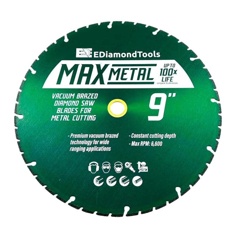 9" Vacuum Brazed Diamond Saw Blades for Metal, 7/8"-5/8" Arbor