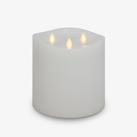 Luminara Tri-Flame Grand Flameless Candle 5.8" x 5.7" Moving Flame LED Candle Melted Top Unscented Real Wax (White)