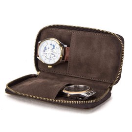 HIRAM Watch Case, Watch Box, Collection, Storage, Portable, Convenient, For 2 Watches, Storage Case, Box, Watch Case, Leather, Compact, Gift