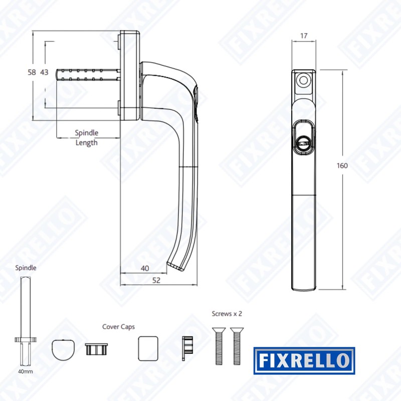 FixRello Inline Window Handle – Heavy Duty Locking Handle, 40mm