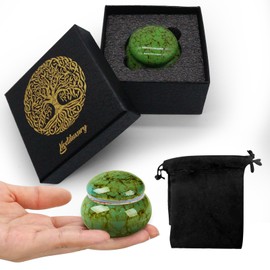 Small Urns for Human Ashes Keepsake,Ceramic Small Cremation Urn for Ashes for Women Adult Male with Gift Box and Velvet Bag 1.6'' Mini Urns for Pet Urn Dog Cat Ashes Keepsake Green