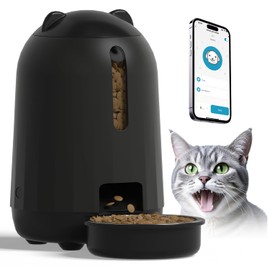 PAPIFEED Automatic Cat Feeder, 2.4G WiFi Auto Cat Food Dispenser with App Control, 3L Auto Pet Feeder with Dual Power Supply, Detachable for Easy Clean for Cats and Small Dogs, Black