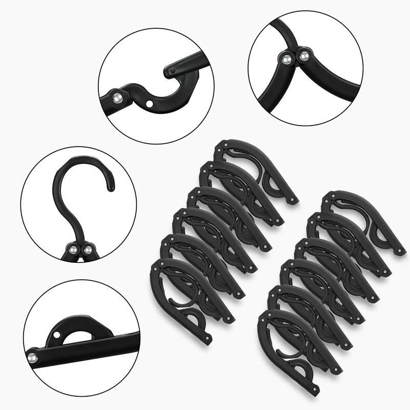 Travel Folding Hanger Household Multifunctional Portable Hanger (Black)