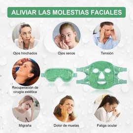 2PCS Máscara de Hielo para Ojos y Cara, Antifaz de Gel, Verde