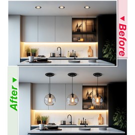 AKEETO R5 and R6 Recessed Can Light Conversion Kit, Upgrade to Stylish Pendant & Hanging Light, Ceiling Fan Compatible, Includes 8-Inch 3D Ceiling Medallion (Matte Black Finish, 1-Pack)