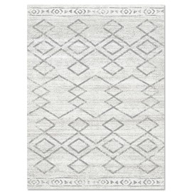 jinchan Washable Area Rug 5x7 - Moroccan Rug Bedroom Rug Stain Resistant Non Slip Thin Modern Geometric Soft Faux Wool Rug Contemporary Indoor Carpet for Living Room Kitchen Dining Room Grey