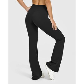 OQQ Yoga Pants Women High Waist Leggings Casual Soft Flared Bottoms Black