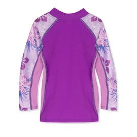 Tuga Girls Shoreline L/S Rash Guard, Made in USA (UPF 50+), Malva, 6/7 yrs