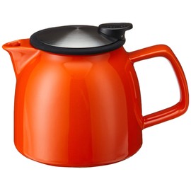 FORLIFE Bell Ceramic Teapot with Basket Infuser, 26-Ounce/770ml, Carrot