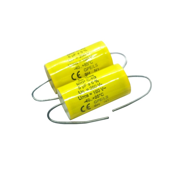 YEGAFE 2pcs 5uF 250V Axial Audio Speaker Crossover stepless Film