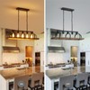 WUZUPS 5-Light Metal Chandelier Imitation Wood Grain Linear Pendant Ceiling