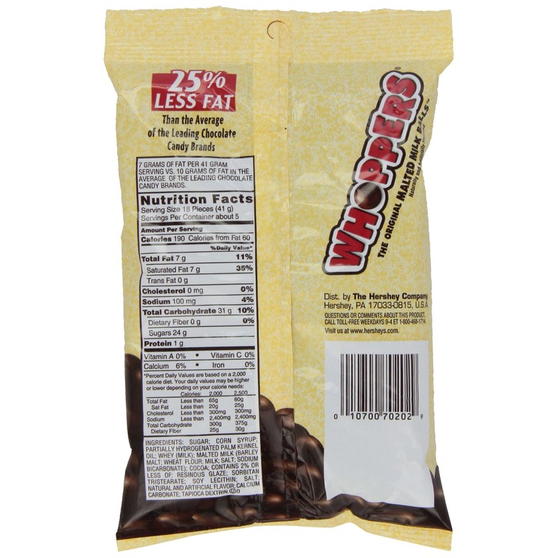 WHOPPERS Candy (Chocolate Covered Malted Milk Candy Balls),7 Ounce Bag