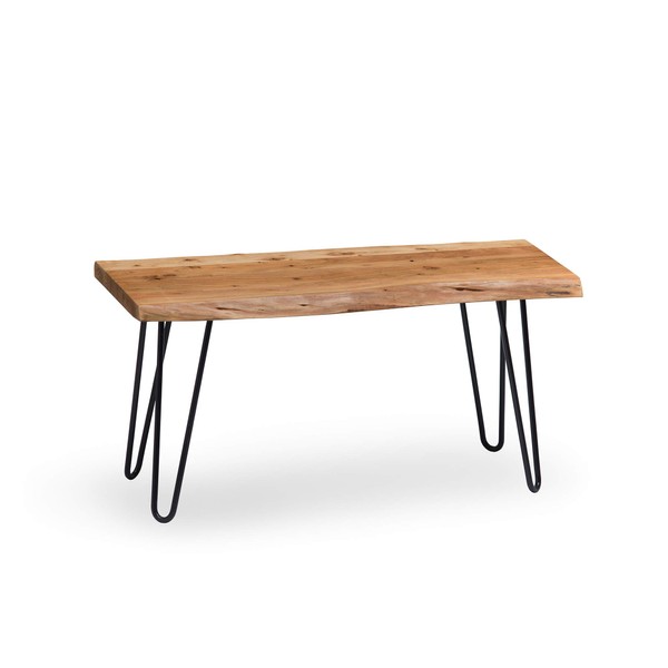 Alaterre Furniture Live Edge Bench, w/Natural Wood and Metal Hairpin Legs, Unique Rustic Look, Any Room,Versatile Multi-Purpose Modern Design, Sturdy, Durable, Easy Assembly, 36 Inch