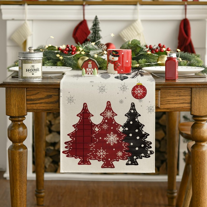 Artoid Mode Red Trees Christmas Decoration Christmas Table Runner Winter
