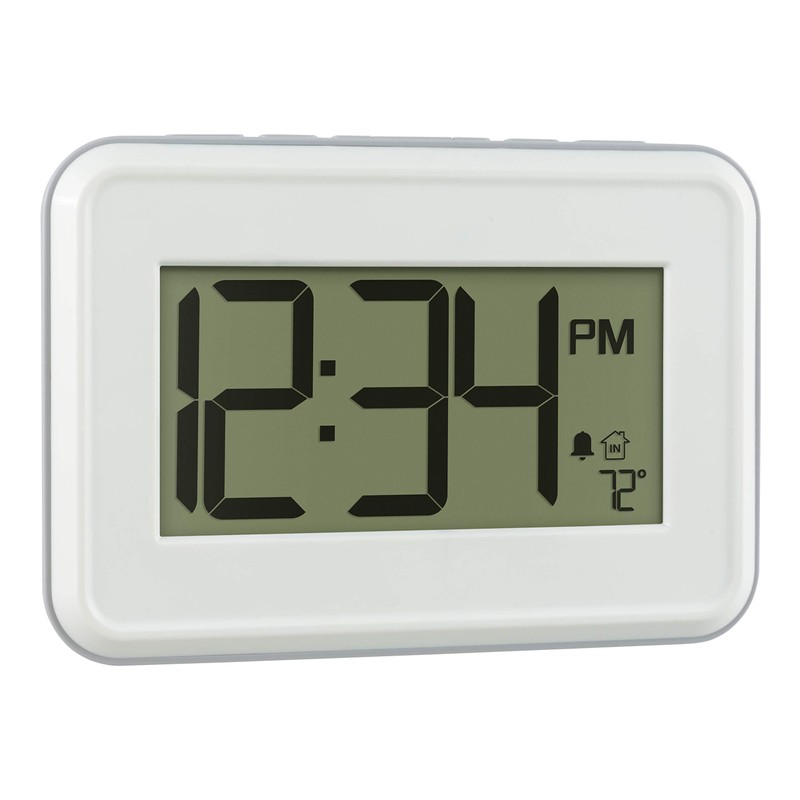 La Crosse Technology 513-113W Digital White Wall Clock with Temperature