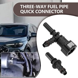 SG Store 2 Sets 7.89 ID6 Elbow Fuel Line Hose Quick Release Tee Fitting Female Connector with Straight Male Connector Suitable for Automotive Fuel Pipe