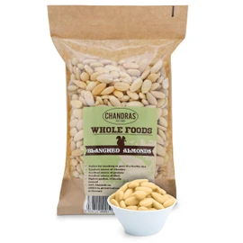 CHANDRA Chandra Whole Foods - Blanched Almonds 1KG - Low-GI Unsalted Almonds for Snacking, Smoothies, Baking & Cooking - Gluten-Free, Keto & Vegan-Friendly Nuts, Rich in Protein & Vitamins & Fibre