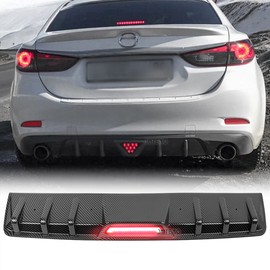 JMTBNO Rear Bumper Diffuser Lip Spoiler LED Brake Stop Light For Mazda 3 6 Sedan Axela