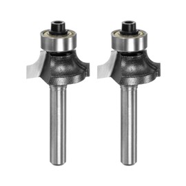 QUARKZMAN Rounded Cutter Diameter 15/64 Inch Shank 3/16 Inch Radius Carbide Fitted Edge Round Over Bit with Bearing Guide Woodwork Milling Tool Pack of 2