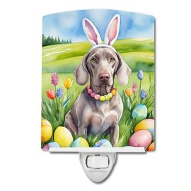 Caroline's Treasures Weimaraner Easter Egg Hunt Ceramic Night Light Compact, UL-Certified, Ideal for Bedroom, Bathroom, Nursery, Hallway, Kitchen, 6x4x3, Multicolor