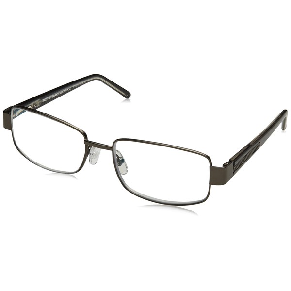 Foster Grant Men's Wes Multifocus Rectangular Reading Glasses, Gunmetal/Transparent, 54 mm + 1.75