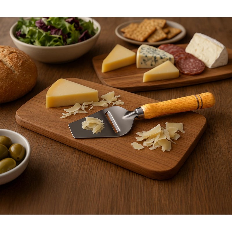 EKFJAELL Stainless Steel Cheese Slicer with Wooden Handle for All