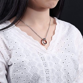 Oidea 1 Pair (2 Pieces) Friendship Necklaces with Pendant, Crown Ring, Stainless Steel Partner Pendants with 45 cm and 55 cm Chain, Necklace for Men or Women, Stainless Steel