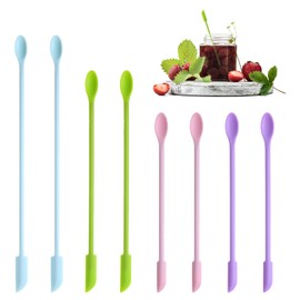 8Pcs Mini Spatula Makeup Spatula Silicone Scraper Set Reusable Beauty Tiny Tools Double-Ended Spoon for Cosmetics Kitchen Food Bottle Lotion Jar Get Last