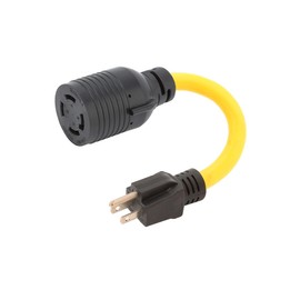 Nema 5-15P to L14-30R Power Adapter Cord, Household 15Amp to Generator Lock in 30Amp Adapter Cord, STW 12AWG Length= 1Foot