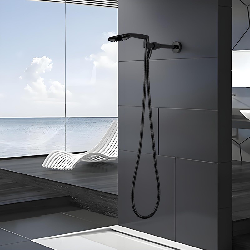 JASYA 90 Degree Elbow Shower Head Adapter Black All Metal
