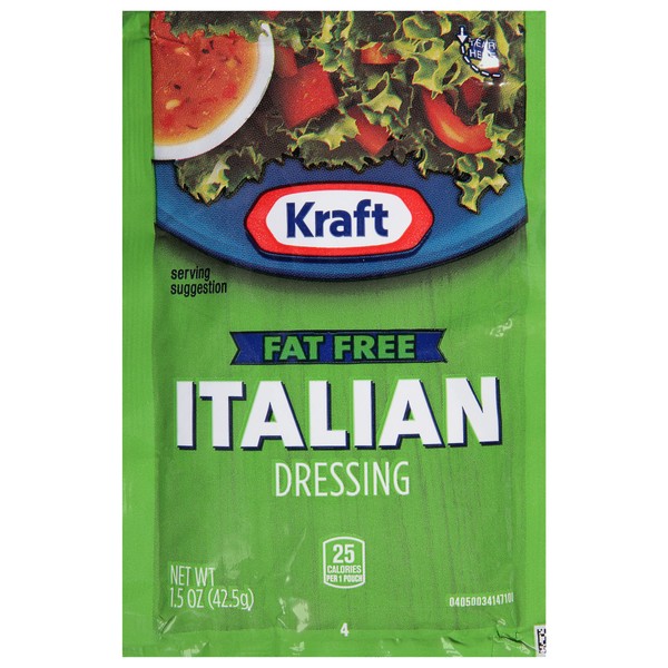 Kraft Fat Free Italian Salad Dressing Single Serve Packet (1.5 oz Packets, Pack of 60)