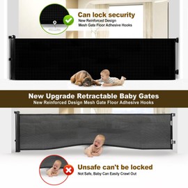 Upgrade 120 inch Retractable Baby Gates Extra Wide with Reinforced Strip Design to Prevent Crawling Through, 10 Foot Retractable Dog Gate, 48" Tall, Retractable Gate for Indoor/Outdoor