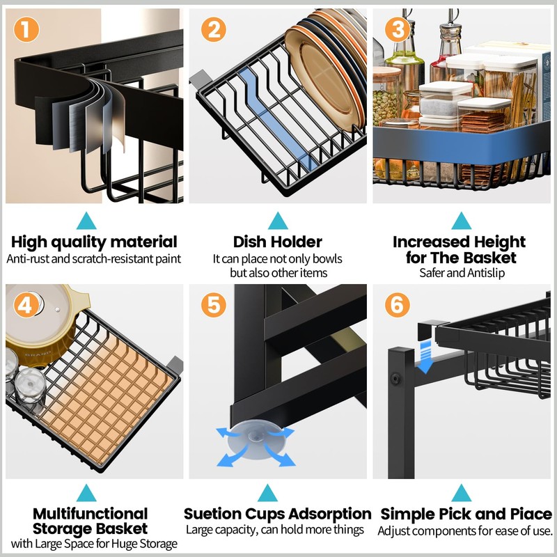 ADBIU Over The Sink Dish Drying Rack (Expandable Height and