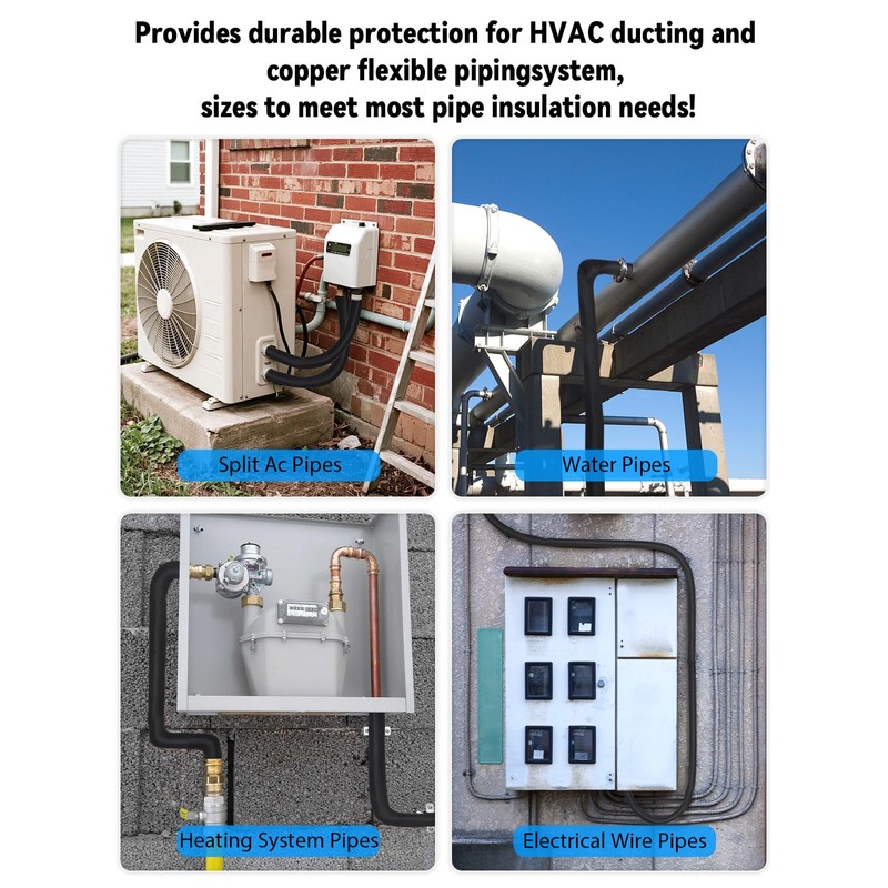 3 Layers HVAC Copper Pipe Insulation Cover, 78.7x11.8 inch 600D