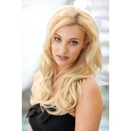 Heat styleable half wig hairpiece (3/4 wig), long, wavy, Flexihair: Michela honey blonde #24BH613