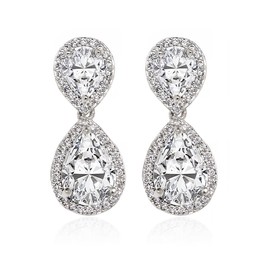 A+O Mother of the Bride. Mother of the Groom - Teardrop Drop Dangle Earrings in Silver