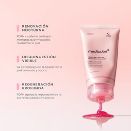 Medicube PDRN - Mascarilla facial con cafeína durante la noche, reafirmante, deshincha e hidratación, ADN de salmón + cafeína + colágeno para un sopor