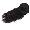 Hat Wig Women Detachable Middle Length Black Brown Curly Wavy