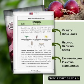 Sow Right Seeds - Ruby Red Onion Seeds for Planting - Non-GMO Heirloom Packet with Instructions to Plant a Home Vegetable Garden - Grow Robust and Tasty Long Day Onions - Kitchen Staple