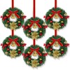 6 Pcs Mini Christmas Wreath with Bell, Berry, Flowers and