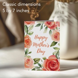 Paper Play Vintage Rose Mother's Day Card - Happy Mother's Day Card for Mom, 5"x7" Foldable