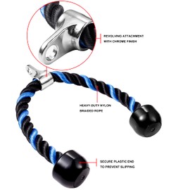 AWEFRANK Deluxe Tricep Rope Pull Down Cable, 27 & 36 Inch Rope Length, Easy to Grip & Non-Slip Cable Attachment for Gym Workout Exercise