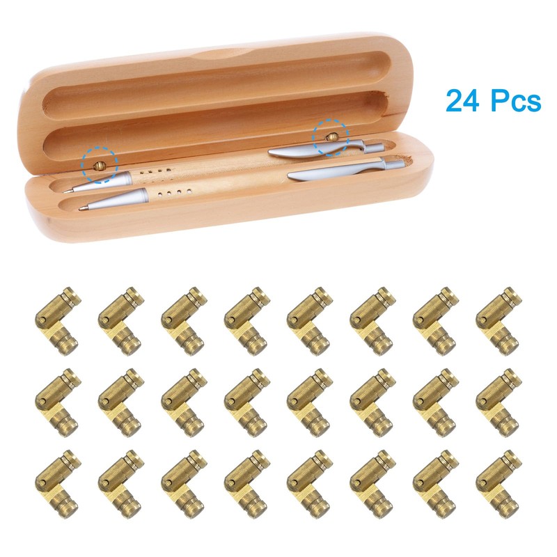 uxcell Invisible Brass Barrel Hinges, 24pcs 4x15mm Brass Contemporary Hidden