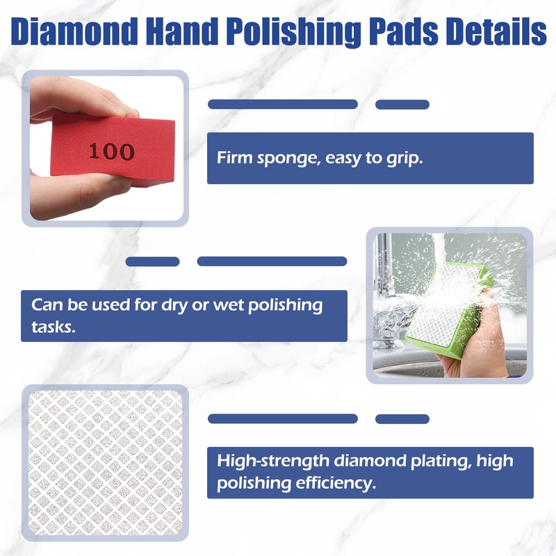 Coitak 6 PCS Diamond Polishing Pads, Diamond Sanding Blocks for