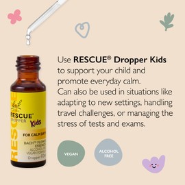 Rescue Remedy Kids Day Dropper, For Calm Days, 10ml Alcohol Free, Comfort and Reassure Natural Emotional Wellness,5 Flower Essence Vegan Formula, Travel Size, Great for Back to School,Travel, Holidays