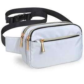 Fanny Packs for Women Men Fashion Plus Size Waist Pack Belt Bag Fanny Pack for Girls Boys with 5 Pockets Adjustable Belt, Cute Bum Bag Hip Bags for Travel (Light Grey Fanny Pack)
