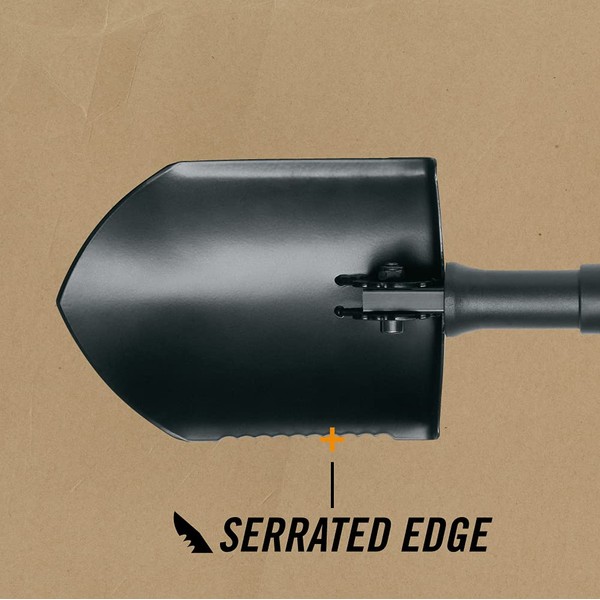 Gerber Gear E-Tool Folding Spade - Serrated Edge - Survival Gear and Equipment - Black