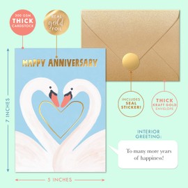 Sweetzer & Orange Elegant Gold Foil Anniversary Card – 5”x7" Premium Thick Cardstock with Gold Kraft Envelope & Sealing Sticker – Romantic Greeting Card for Wedding Anniversary Husband Wife or Couple